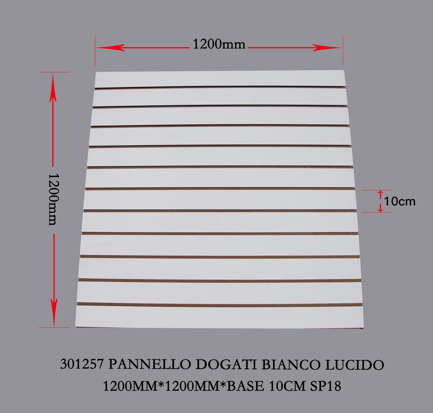 Glossy white slatted panel