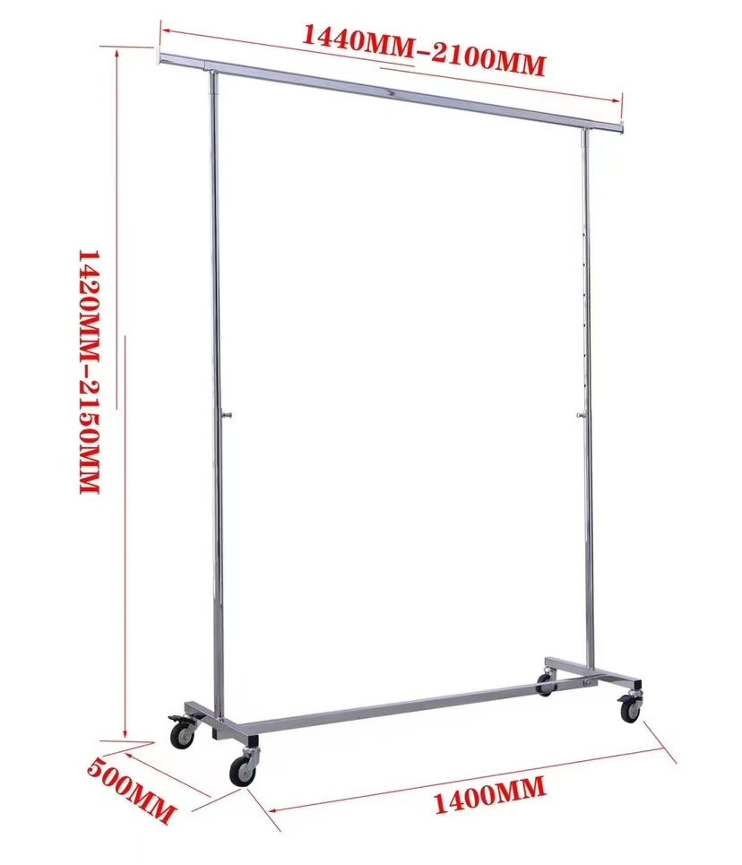 Stender appendiabiti pieghevole e regolabile 140cm con ruote
