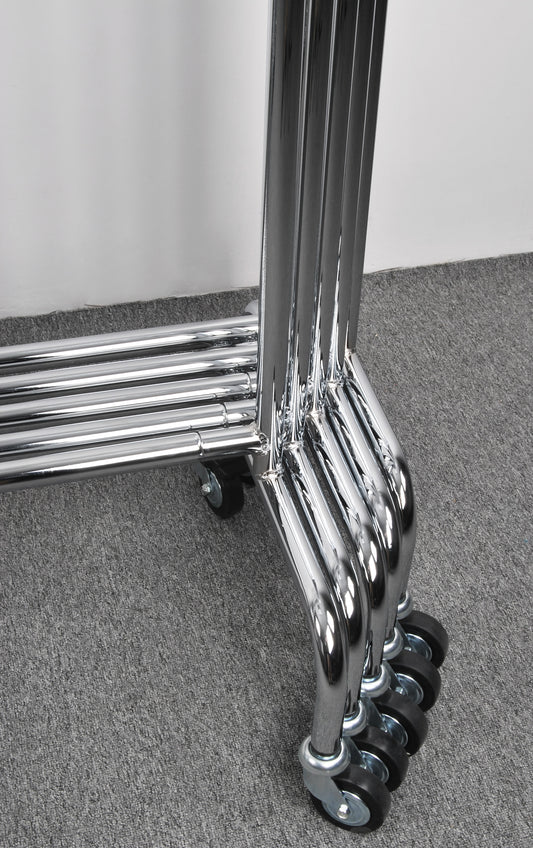 Stender appendiabiti infilabili basso cromato con ruote