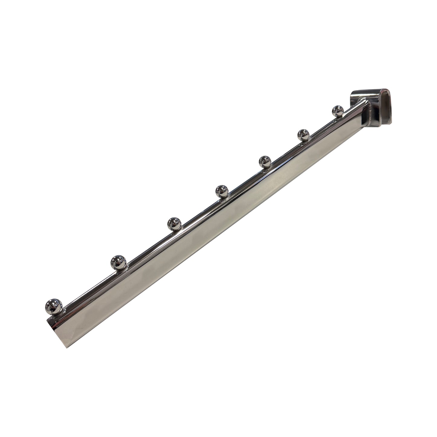 Gancio Broche Inclinato 40cm in Ferro Cromato con 7 Palline per Barra Dritta da 1,5 cm 5pz