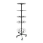 Espositore girevole a 5 ripiani con ganci struttura con ruote
