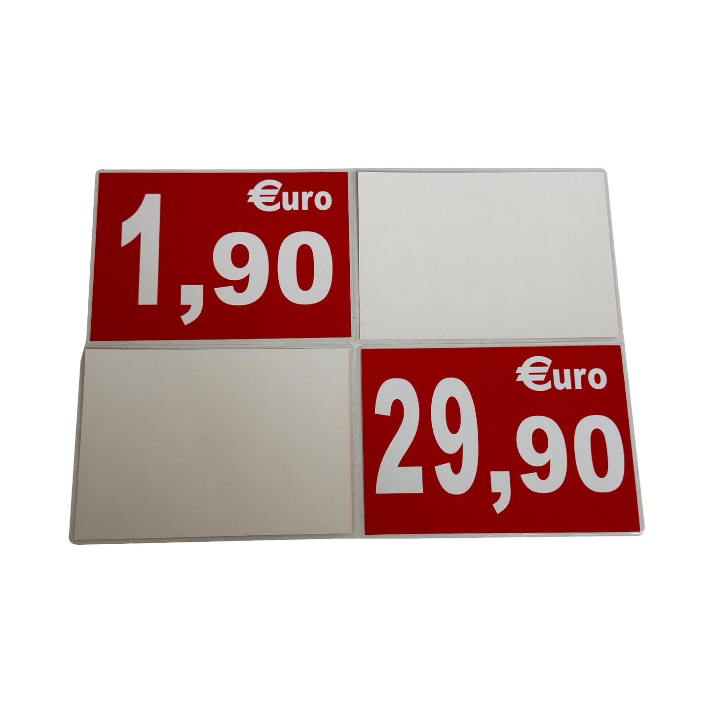 Cartelli Prezzi Plastificati Formato A5 Bifacciali Fondo rosso retro area scrivibile 1 Pezzo