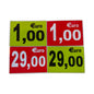 Cartelli Prezzi Plastificati Formato A5 Bifacciali Fondo giallo fluo retro rosso 1 Pezzo