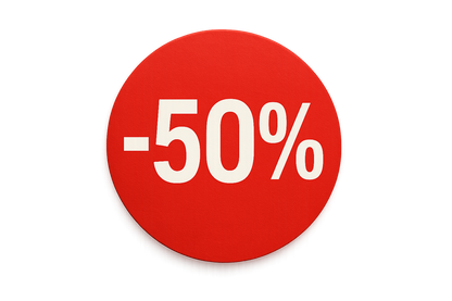 etichetta rotonda scritta -50%