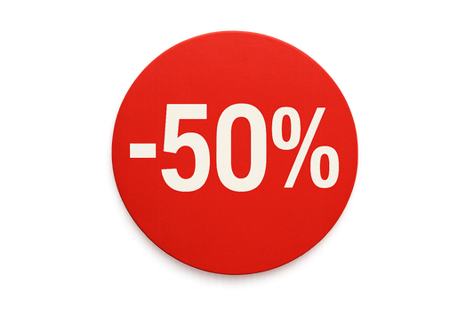 etichetta rotonda scritta -50%